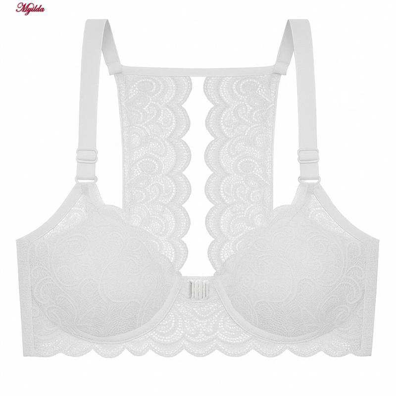 سوتین فنردار زنانه رنگ سفید مدل جلو بازشو گلستان ماییلدا کد 5363