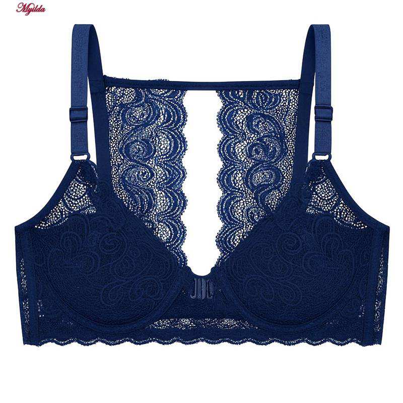 سوتین فنردار زنانه رنگ سرمه ای مدل جلو بازشو گلستان ماییلدا کد 5363