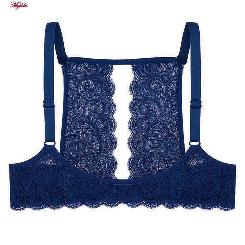 سوتین فنردار زنانه رنگ سرمه ای مدل جلو بازشو گلستان ماییلدا کد 5363