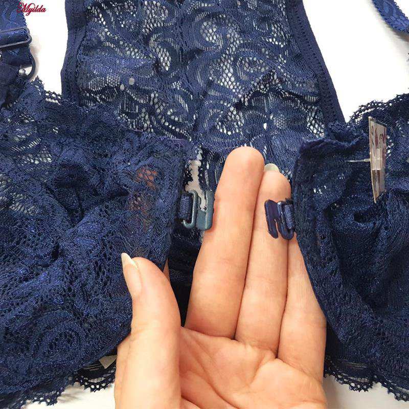 سوتین فنردار زنانه رنگ سرمه ای مدل جلو بازشو گلستان ماییلدا کد 5363