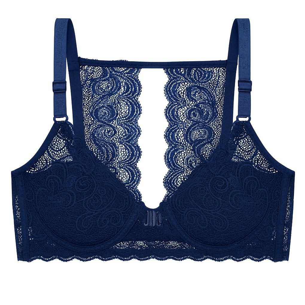 سوتین فنردار زنانه رنگ سرمه ای مدل جلو بازشو گلستان ماییلدا کد 5363