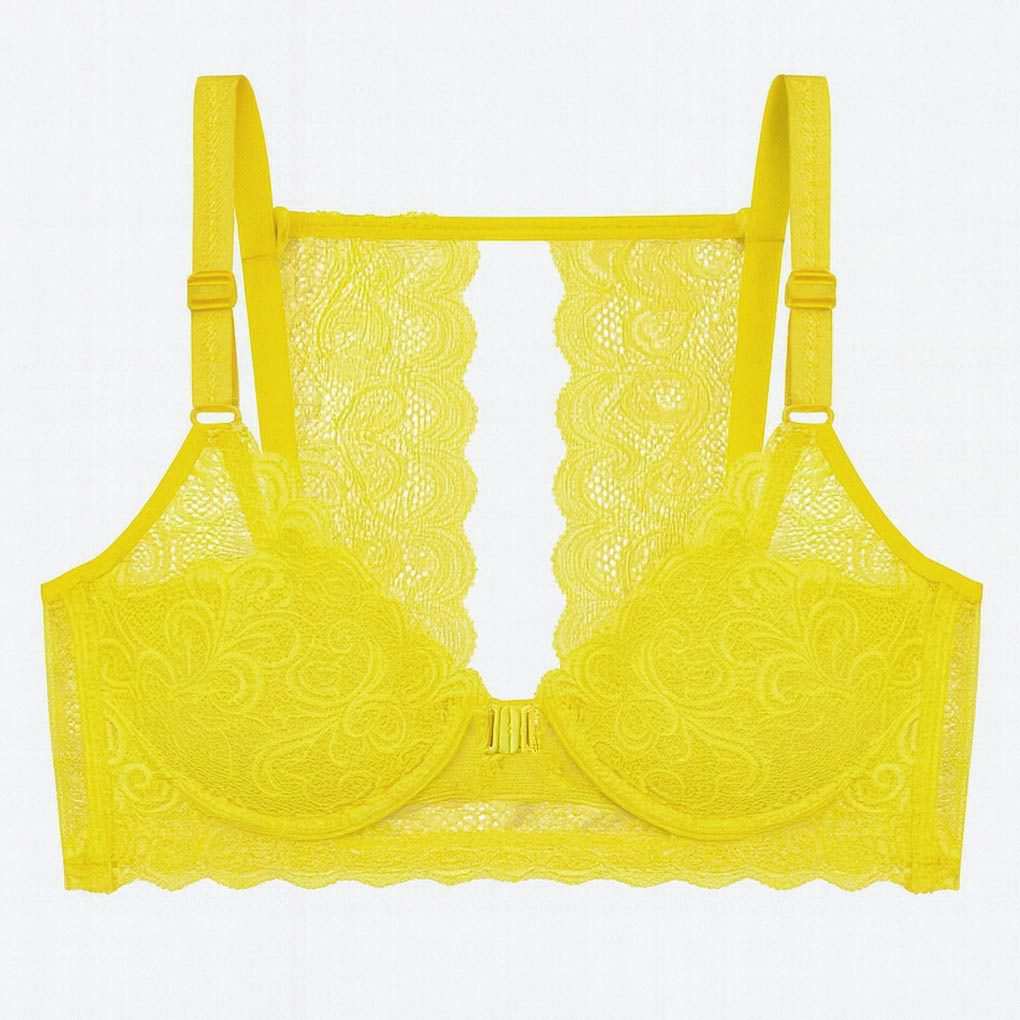 سوتین فنردار زنانه رنگ زرد مدل جلو بازشو گلستان ماییلدا کد 5363