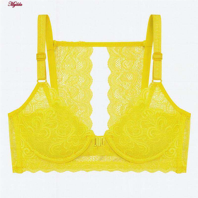 سوتین فنردار زنانه رنگ زرد مدل جلو بازشو گلستان ماییلدا کد 5363