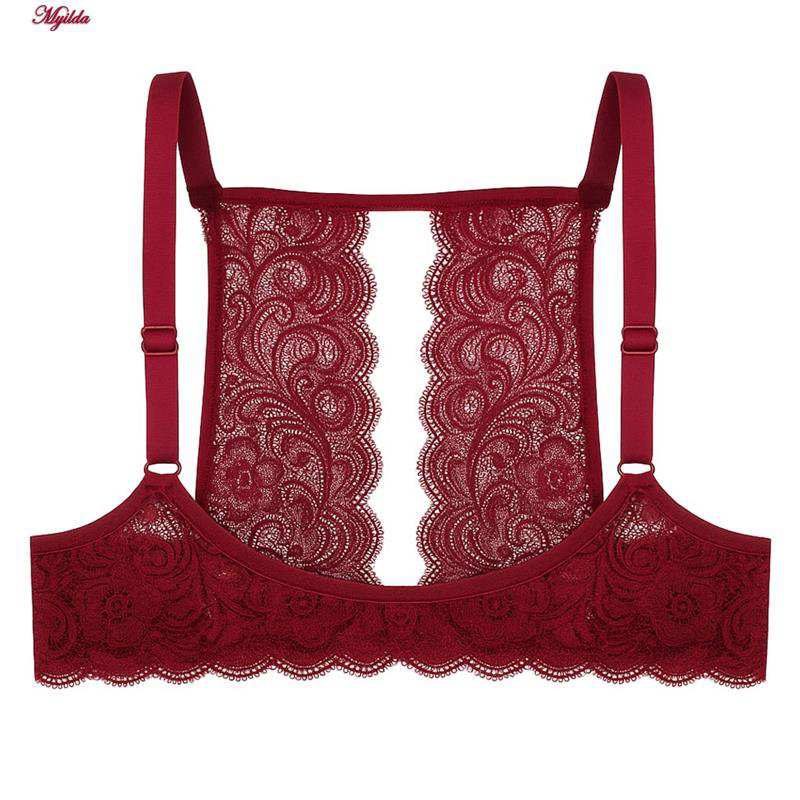 سوتین فنردار زنانه رنگ زرشکی مدل جلو بازشو گلستان ماییلدا کد 5363