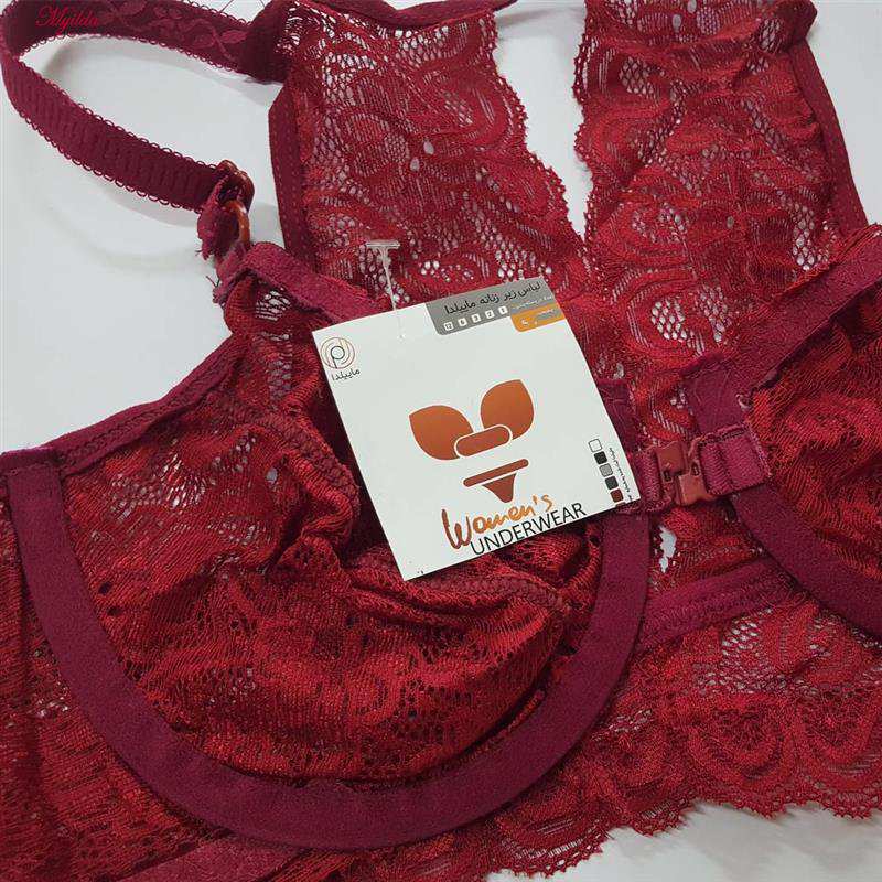 سوتین فنردار زنانه رنگ زرشکی مدل جلو بازشو گلستان ماییلدا کد 5363