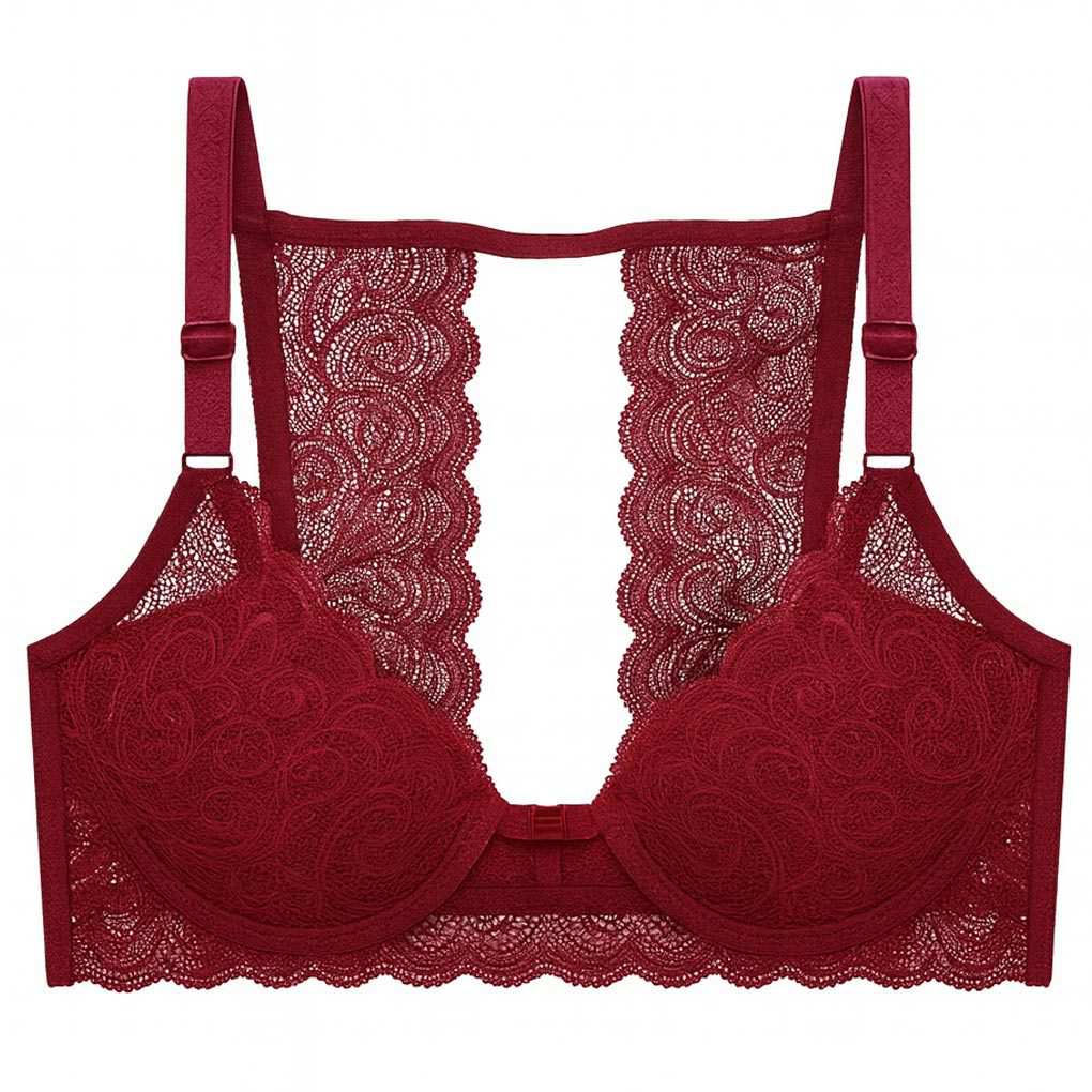 سوتین فنردار زنانه رنگ زرشکی مدل جلو بازشو گلستان ماییلدا کد 5363