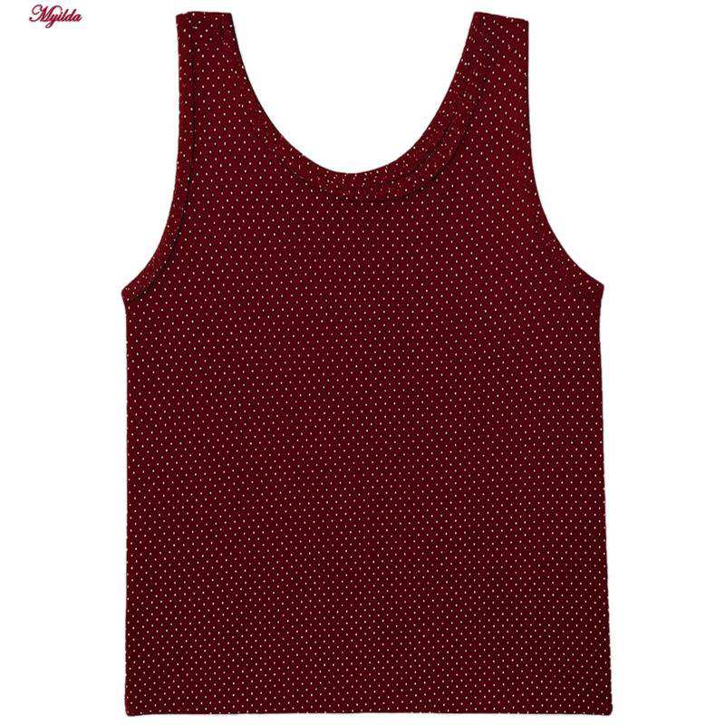 تاپ راحتی زنانه رنگ زرشکی خال خال ماییلدا مدل 5328-4