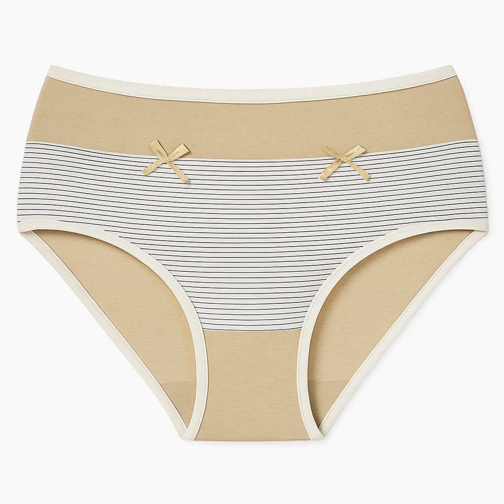 شورت زنانه مدل راه راه رنگ کرم کد 5408-Y97 ماییلدا