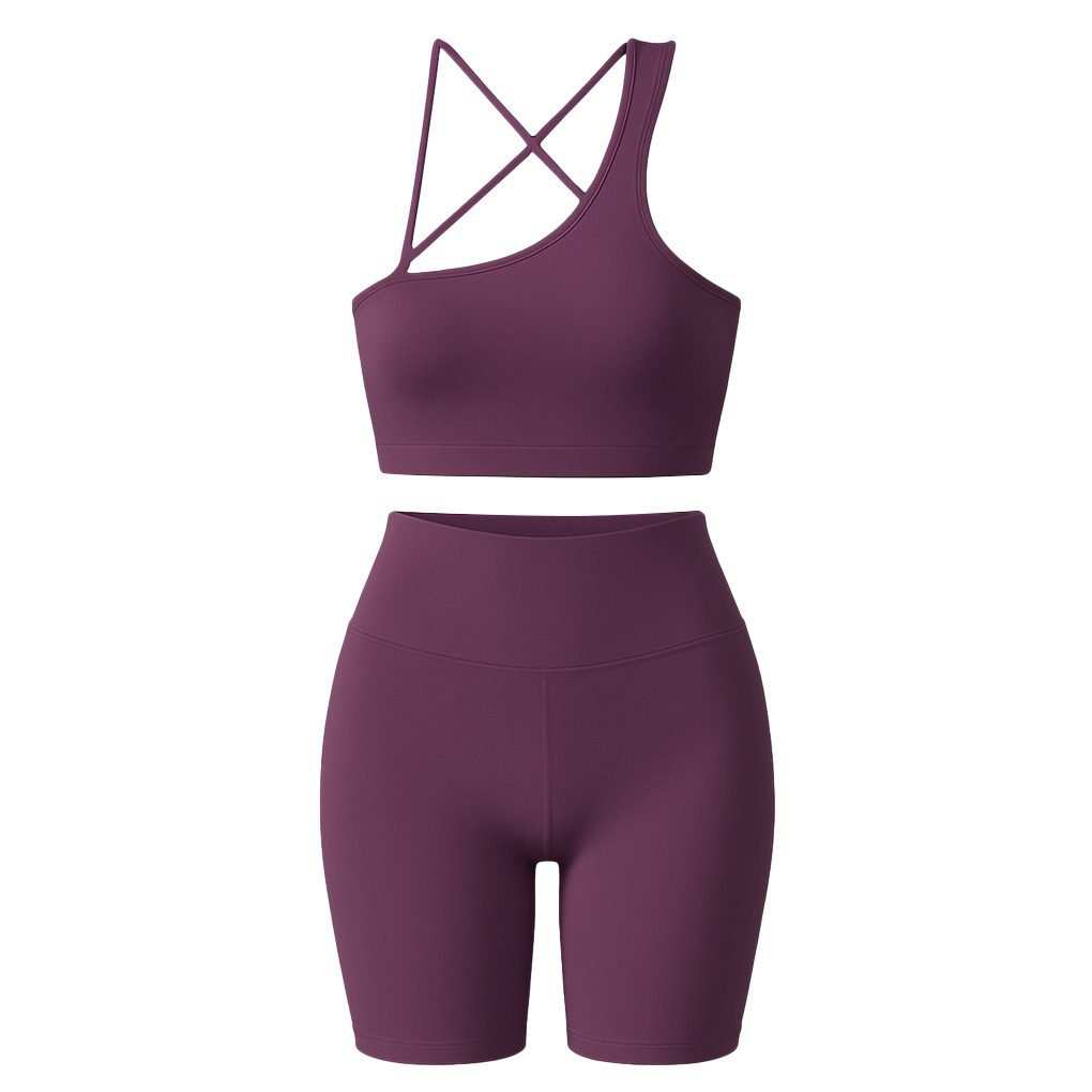 ست نیم تنه و شلوارک ورزشی زنانه رنگ بنفش ماییلدا مدل 5409-7106
