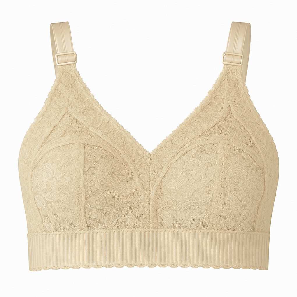 سوتین بدون فنر مدل ارکیده کش پهن رنگ کرم ماییلدا کد 5413