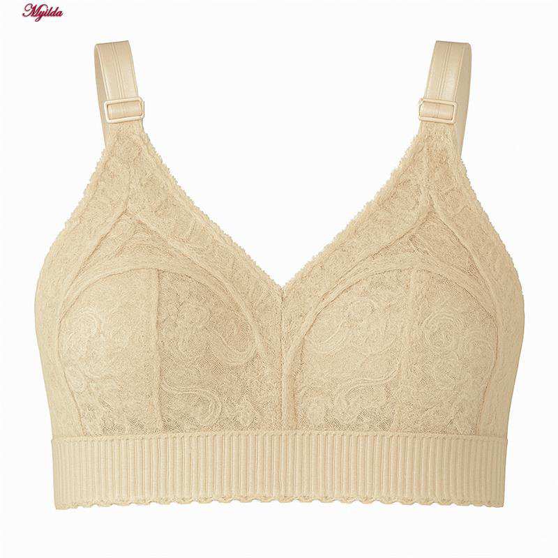 سوتین بدون فنر مدل ارکیده کش پهن رنگ کرم ماییلدا کد 5413