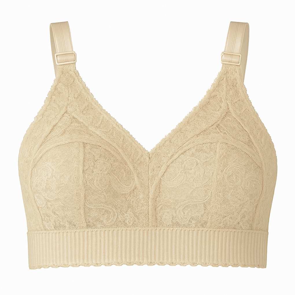 سوتین بدون فنر مدل ارکیده کش پهن رنگ کرم ماییلدا کد 5413