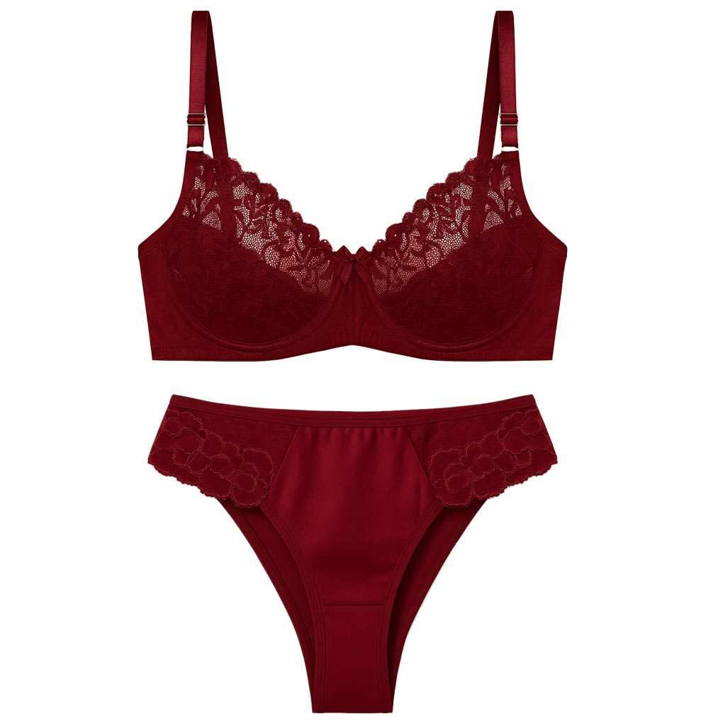 ست شورت و سوتین زنانه رنگ زرشکی مدل فنردار بی یو تی کد 5401 ماییلدا