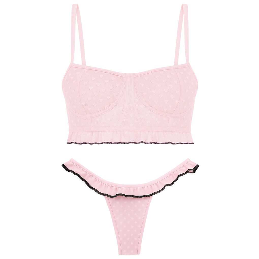 ست شورت و نیم تنه زنانه مدل فنردار رنگ صورتی ماییلدا کد 5432-606