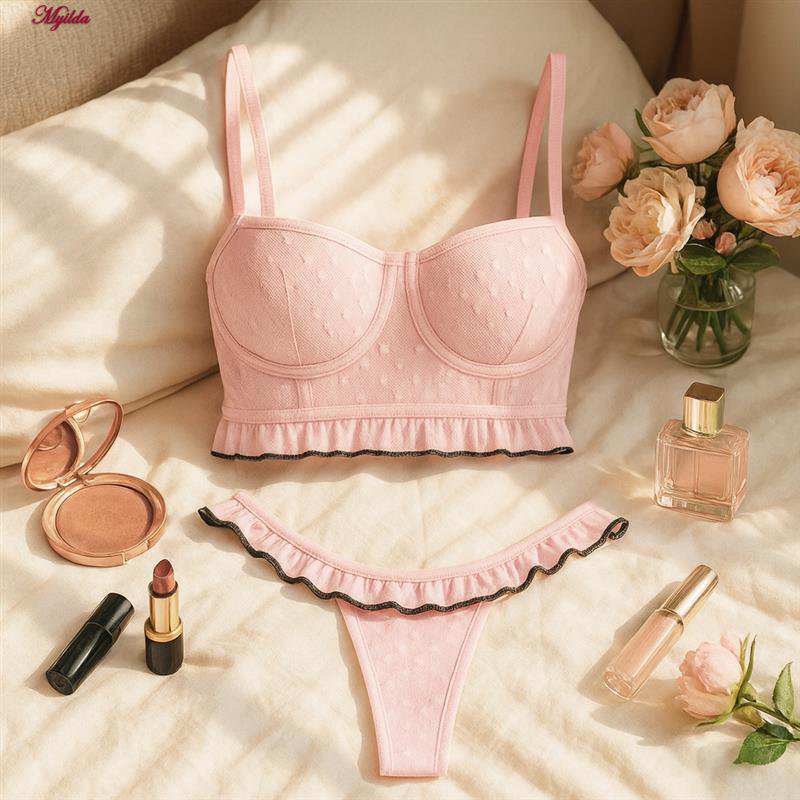 ست شورت و نیم تنه زنانه مدل فنردار رنگ صورتی ماییلدا کد 5432-606