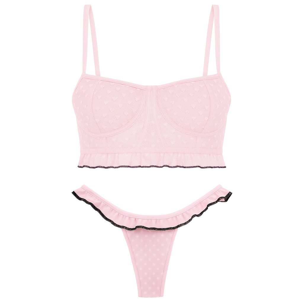 ست شورت و نیم تنه زنانه مدل فنردار رنگ صورتی ماییلدا کد 5432-606