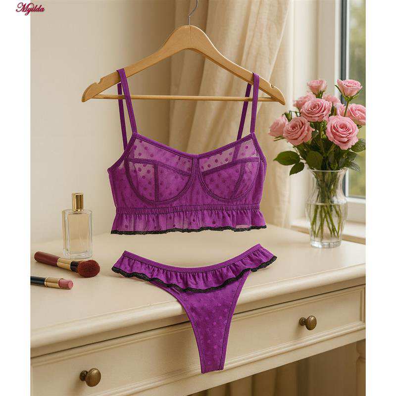 ست شورت و نیم تنه زنانه مدل فنردار رنگ بنفش ماییلدا کد 5432-606