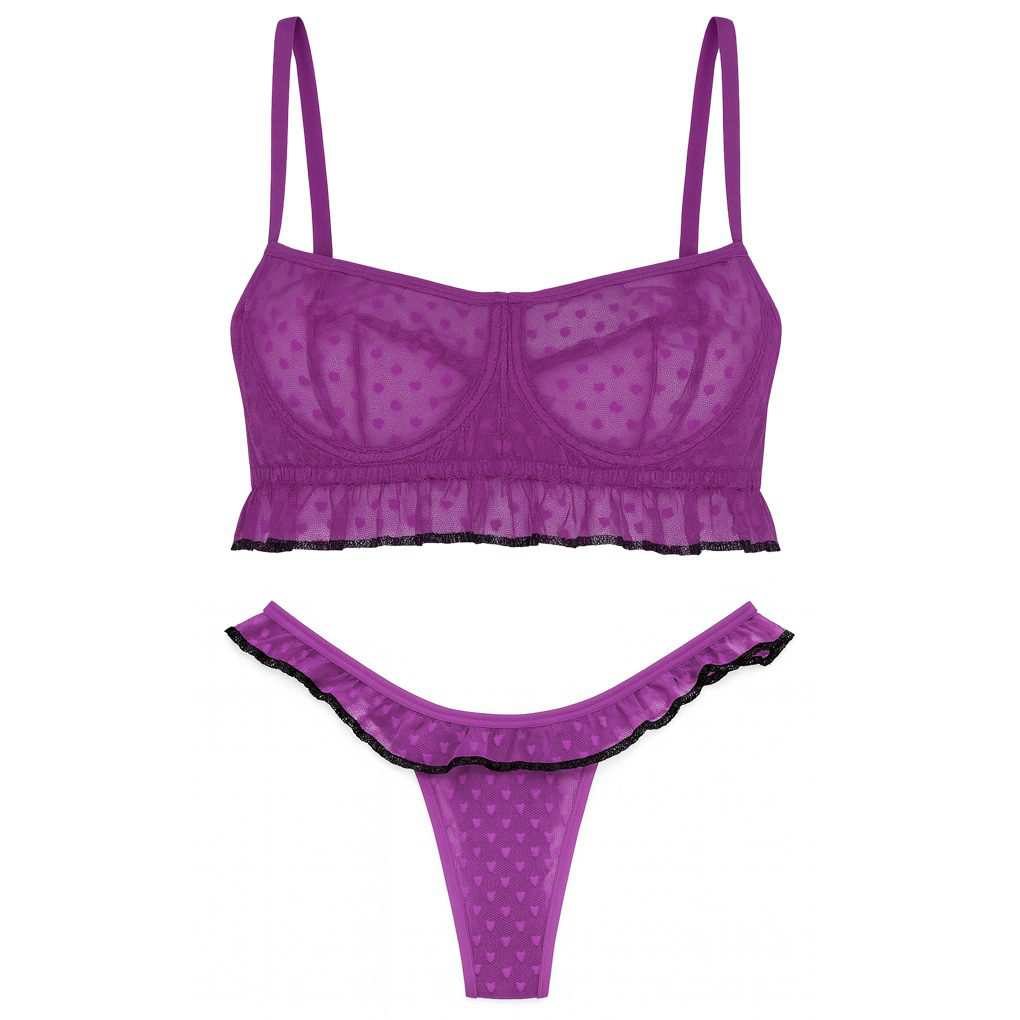 ست شورت و نیم تنه زنانه مدل فنردار رنگ بنفش ماییلدا کد 5432-606