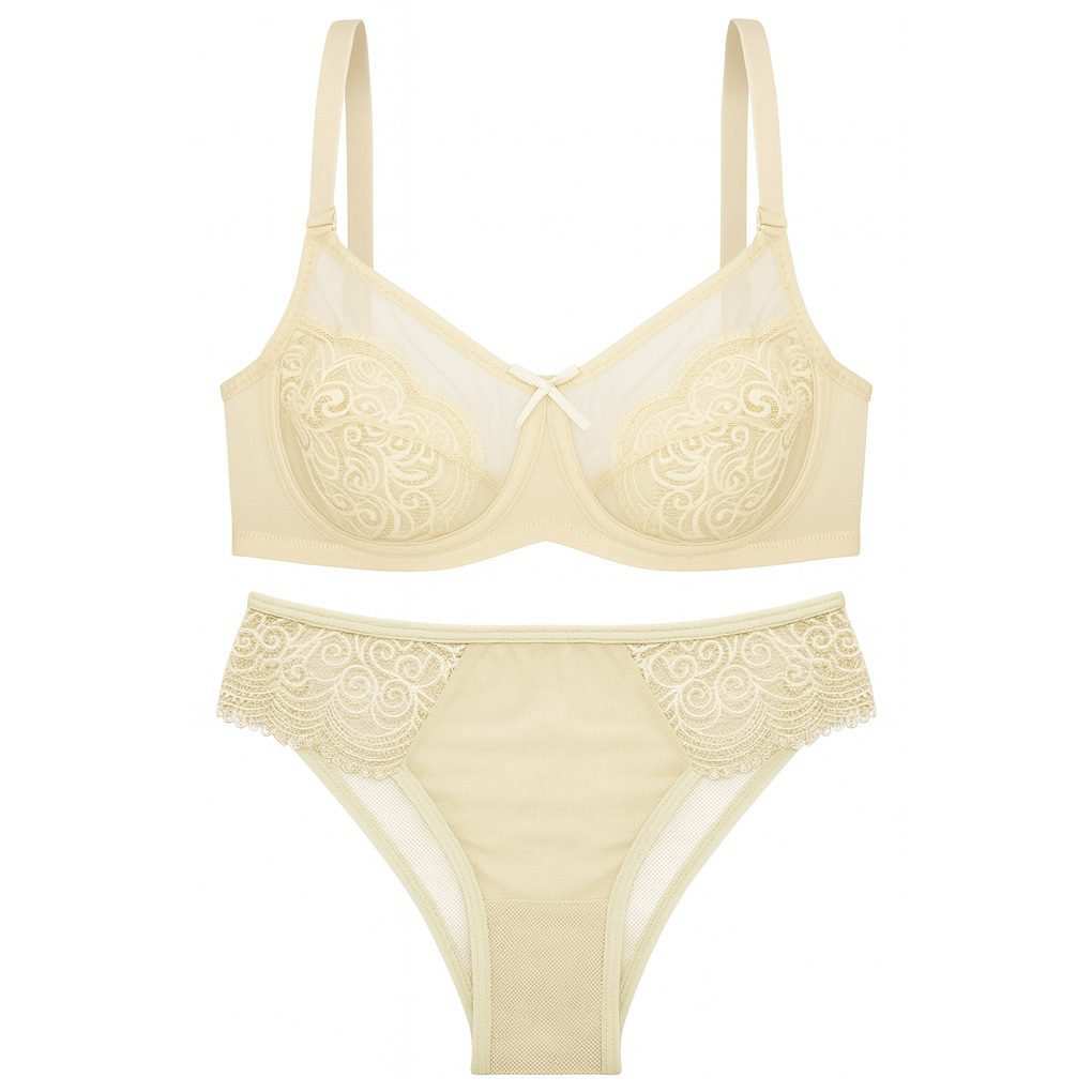 ست شورت و سوتین زنانه مدل فنردار رنگ کرم کارنا رز کد 5431 ماییلدا