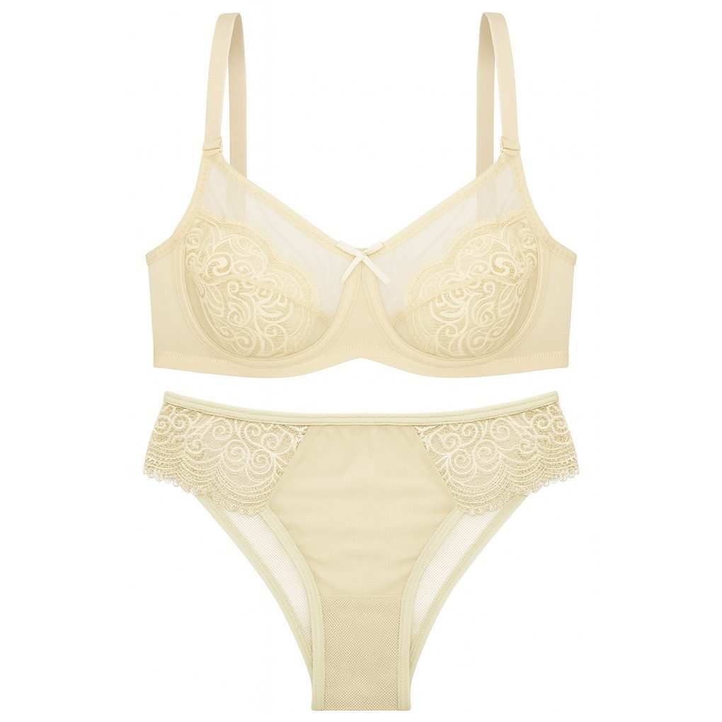 ست شورت و سوتین زنانه مدل فنردار رنگ کرم کارنا رز کد 5431 ماییلدا
