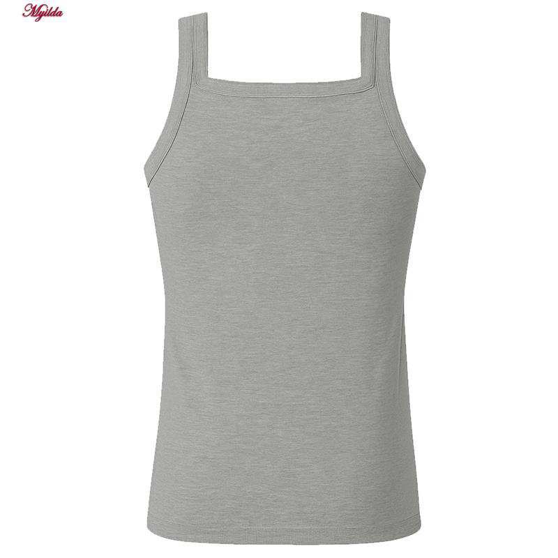 زیرپوش رکابی یقه خشتی مردانه ماییلدا مدل پنبه ای ملانژ کد 4713