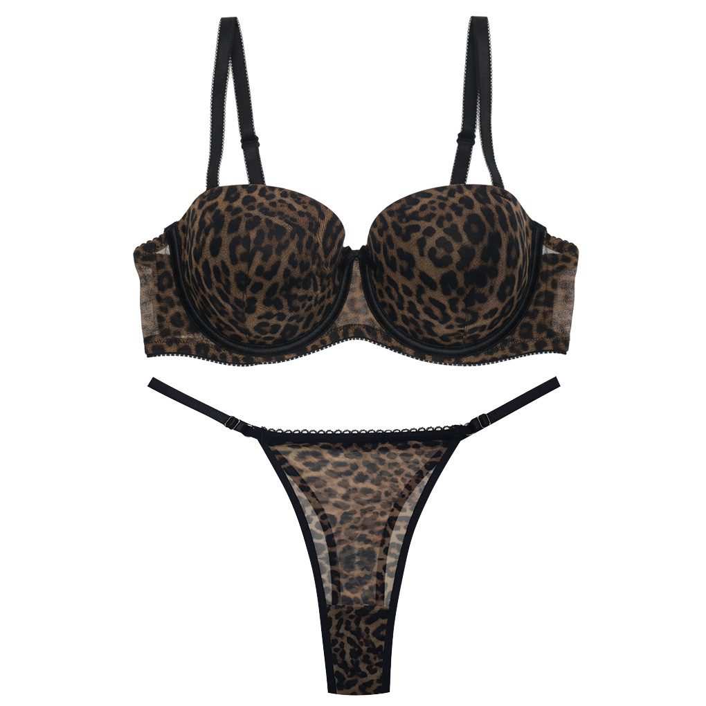 ست شورت و سوتین زنانه شارمین مدل جکدار فنردار پلنگی کد 5458-1066 ماییلدا