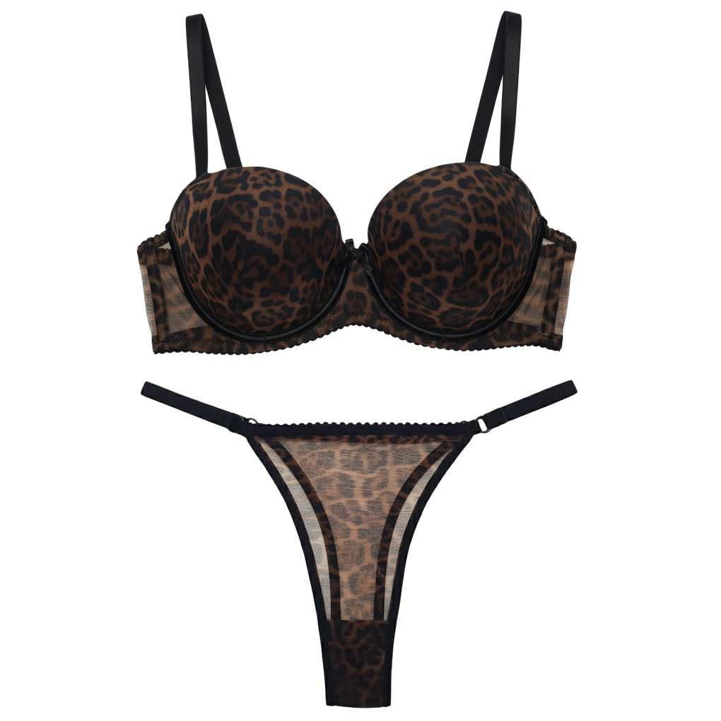 ست شورت و سوتین زنانه شارمین مدل جکدار فنردار پلنگی کد 5457-1066 ماییلدا