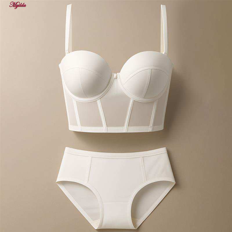 ست شورت و سوتین زنانه ماییلدا مدل لانگ لاین فنردار بند متحرک کد 5480-028