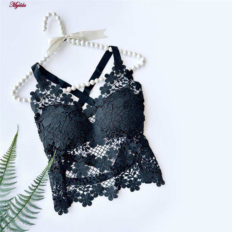 کراپ تاپ زنانه ماییلدا مدل گل گلی گیپوری کد 5474-1837