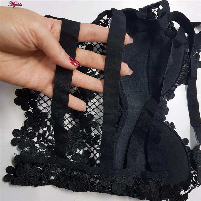 کراپ تاپ زنانه ماییلدا مدل گل گلی گیپوری کد 5474-1837