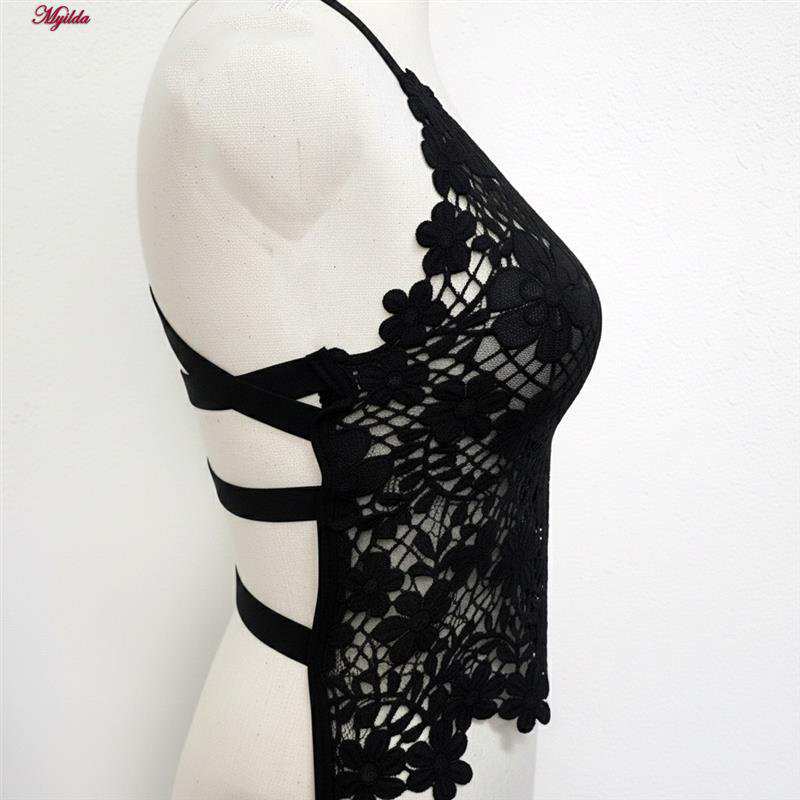 کراپ تاپ زنانه ماییلدا مدل گل گلی گیپوری کد 5474-1837