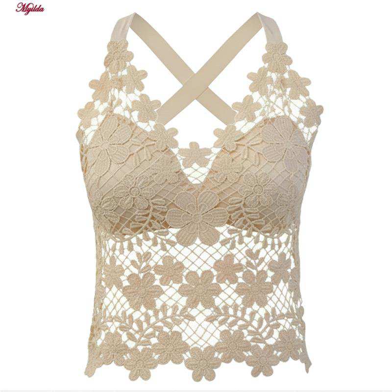 تاپ زنانه ماییلدا مدل گل گلی گیپوری کد 5474-1837