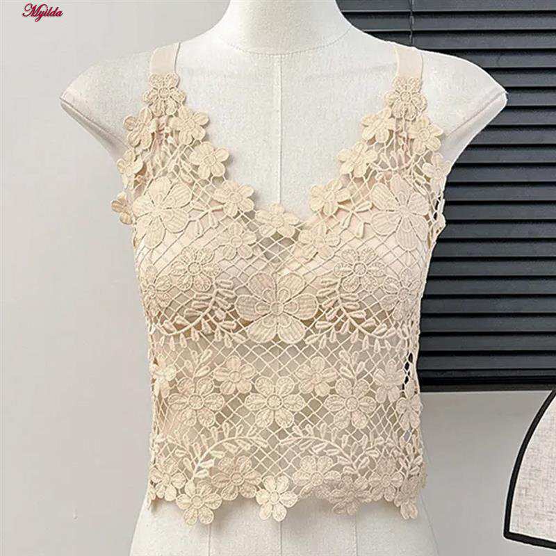 تاپ زنانه ماییلدا مدل گل گلی گیپوری کد 5474-1837