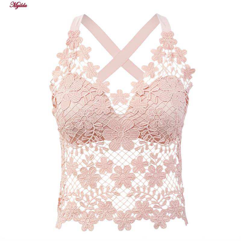 تاپ زنانه ماییلدا مدل گل گلی گیپوری کد 5474-1837