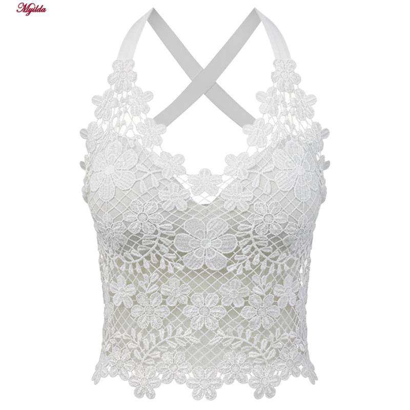 تاپ زنانه ماییلدا مدل گل گلی گیپوری کد 5474-1837