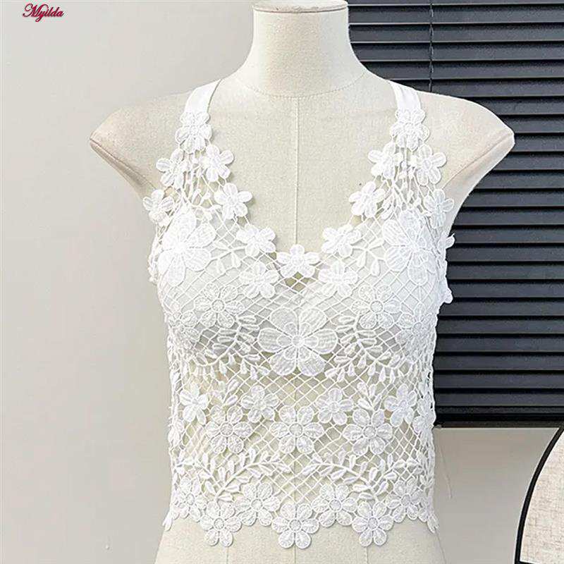 تاپ زنانه ماییلدا مدل گل گلی گیپوری کد 5474-1837