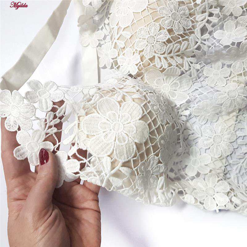 تاپ زنانه ماییلدا مدل گل گلی گیپوری کد 5474-1837