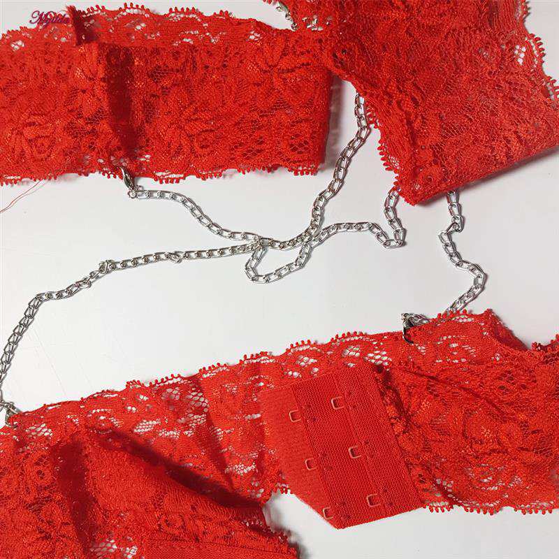 ست شورت و سوتین زنانه مدل گیپوری قلبی کد 5499-2028 به همراه نگهدارنده جوراب ماییلدا