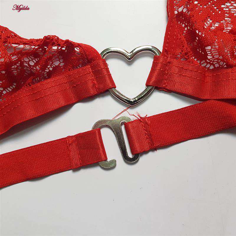 ست شورت و سوتین زنانه مدل گیپوری قلبی کد 5499-2028 به همراه نگهدارنده جوراب ماییلدا