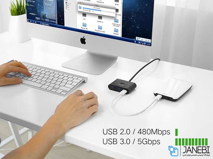 پاورهاب یو اس بی 4 پورت یک متر یوگرین Ugreen CR113 20291 USB 3.0 HUB 4 port