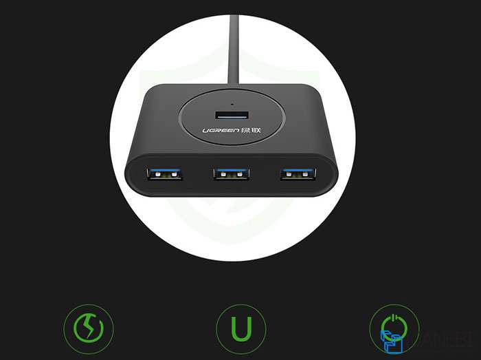 پاورهاب یو اس بی 4 پورت یک متر یوگرین Ugreen CR113 20291 USB 3.0 HUB 4 port