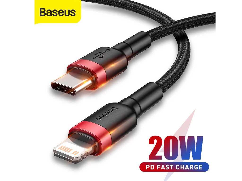 کابل شارژ سریع تایپ سی به لایتنینگ 20 وات یک متری بیسوس Baseus CATLKLF Cafule Type-C to Lightning Cable