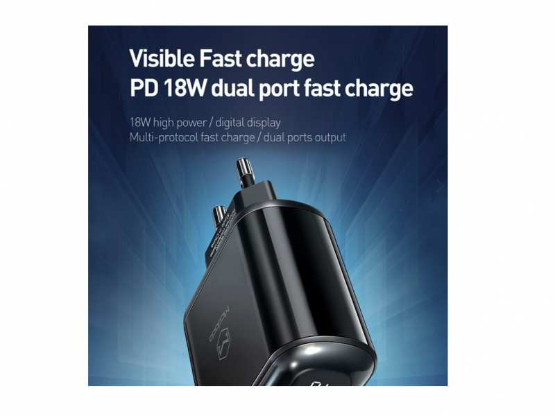 شارژر دیواری تایپ سی و یو اس بی فست شارژ 20 وات مکدودو Mcdodo CH-717 USB-C/USB-A LED Adapter