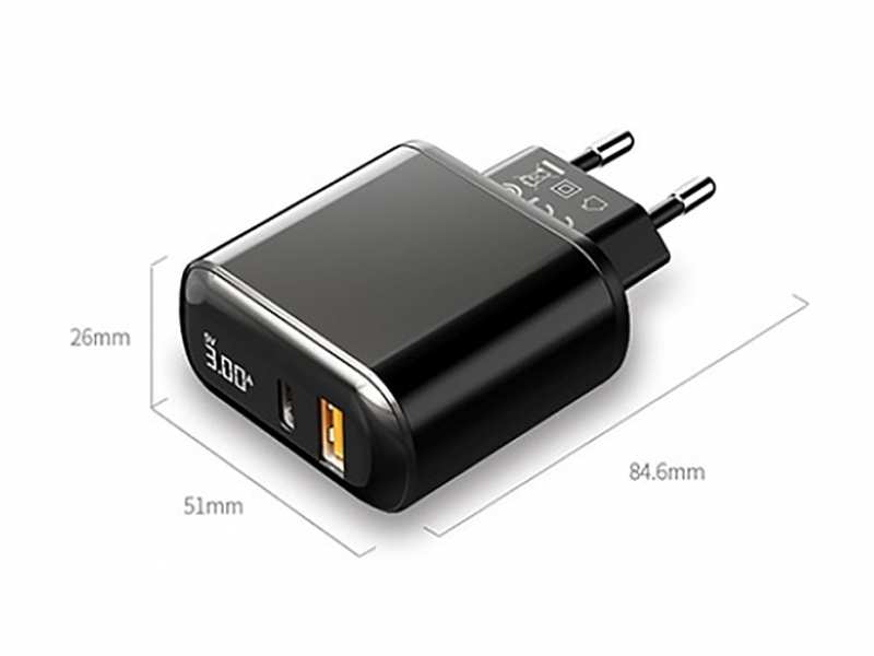 شارژر دیواری تایپ سی و یو اس بی فست شارژ 20 وات مکدودو Mcdodo CH-717 USB-C/USB-A LED Adapter