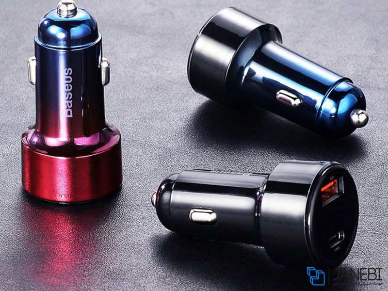 شارژر فندکی فست شارژ ماشین دو پورت سریع 45 وات بیسوس CCMLC20C