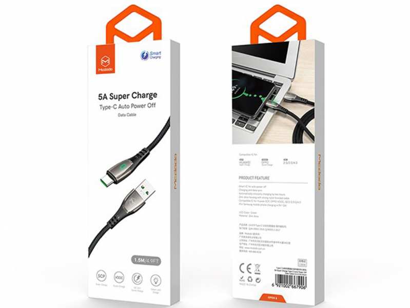 کابل شارژ سریع و انتقال داده تایپ سی مک دودو Mcdodo CA-679 Auto Power Off Super Charge Type-C Cable 1.5M