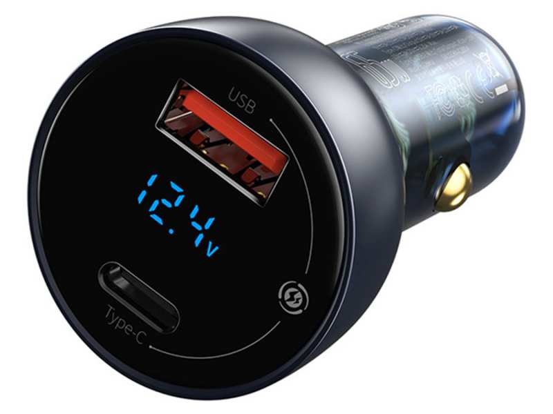 شارژر فندکی فست شارژ ماشین 65 وات دو پورت طرح شفاف بیسوس VCKX65C