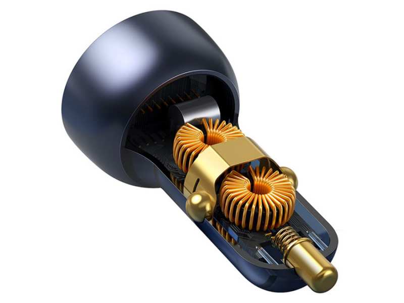 شارژر فندکی فست شارژ ماشین 65 وات دو پورت طرح شفاف بیسوس VCKX65C