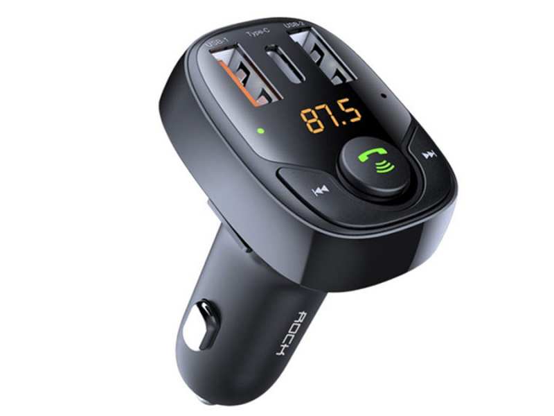 شارژر فندکی فست شارژ ماشین با قابلیت پخش موسیقی و تماس راک B301 - تصویر 4