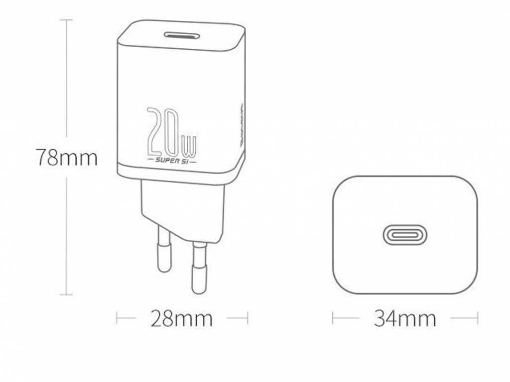 شارژر دیواری فست شارژ بیسوس Baseus Super Si Quick Charger 1C 20W CCSUP-A03